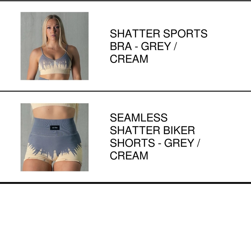 Kill Crew Seamless Shatter Biker Shorts and Matching Sports Bra - Gray/Cream